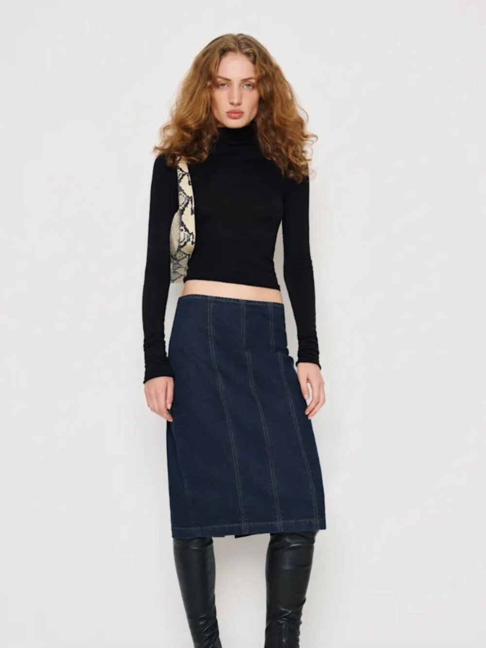 Reformation Soren Super Stretch Denim Midi Skirt Blue - Size 4